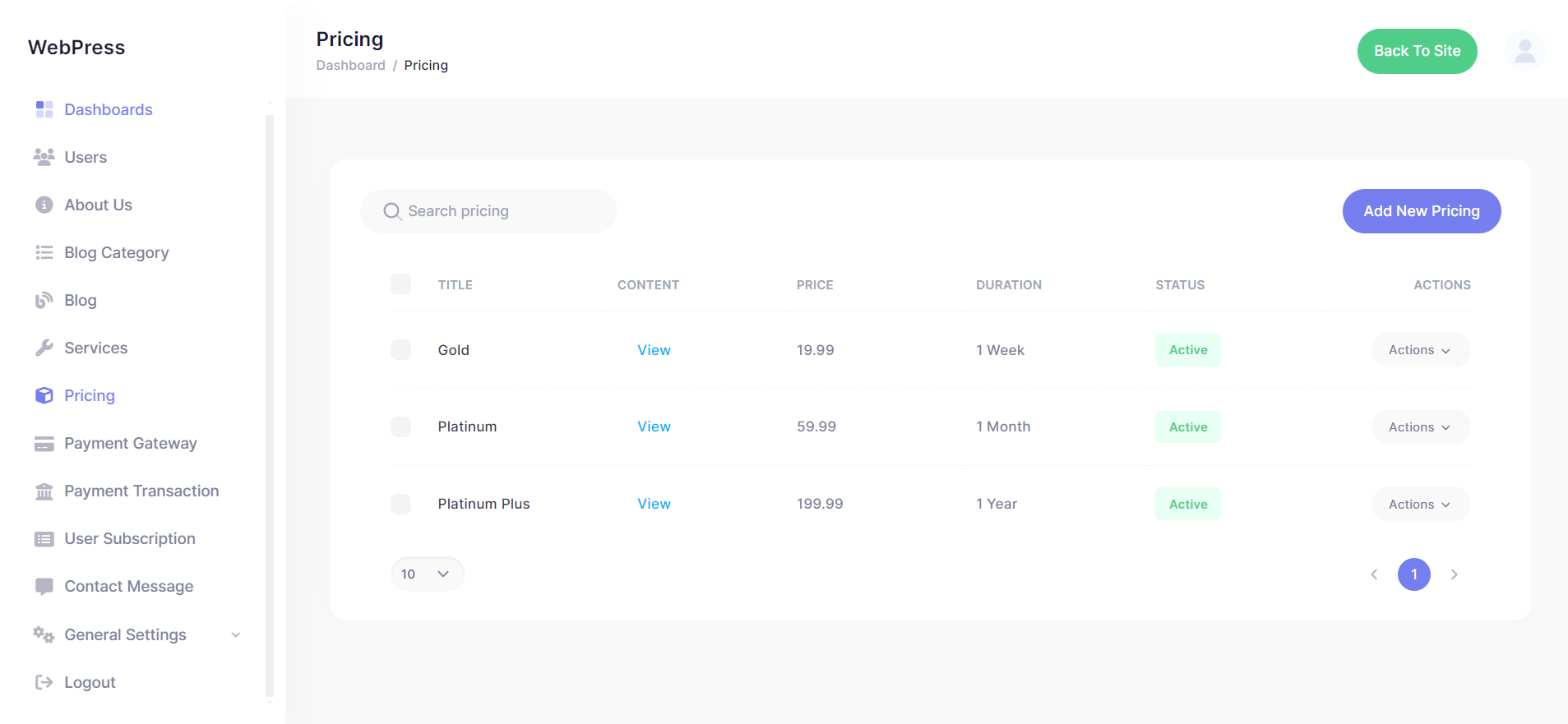 pricing